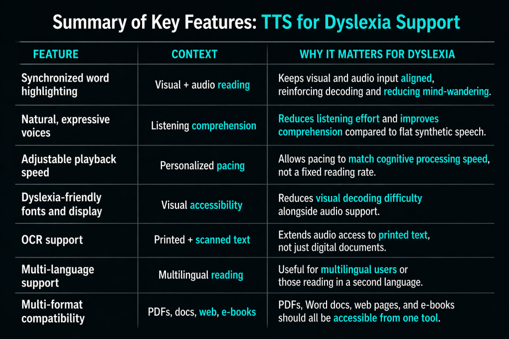 support for assistive technology for dyslexia
