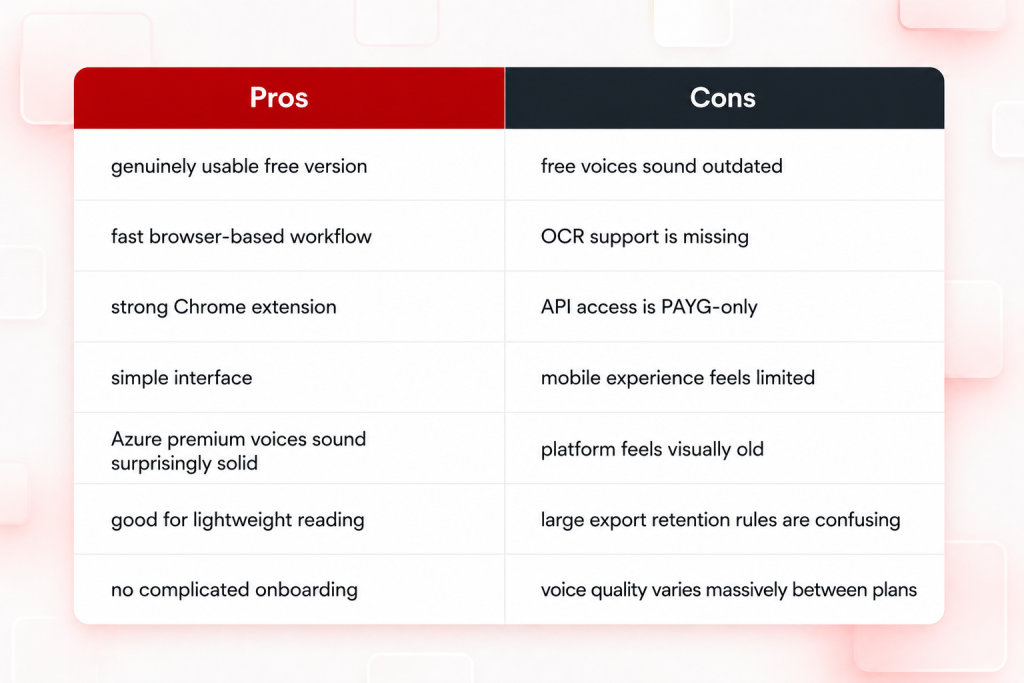 TTSReader pros and cons