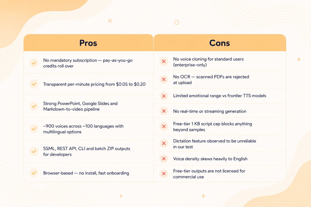 narakeet pros and cons