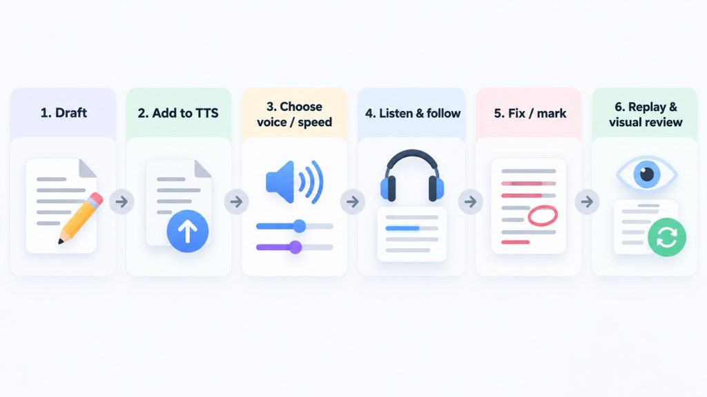6-step proofreading workflow