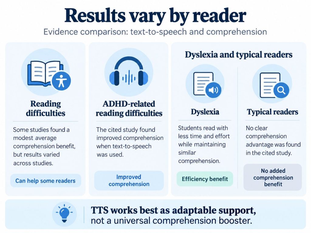 What the Evidence Says About TTS and Comprehension
