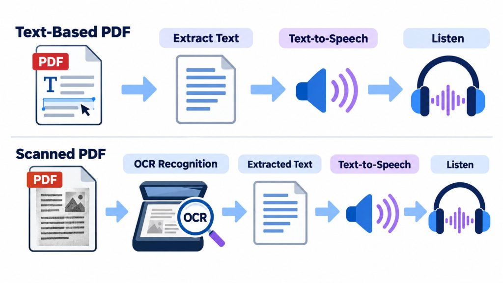 PDF to Audio Workflow Comparison